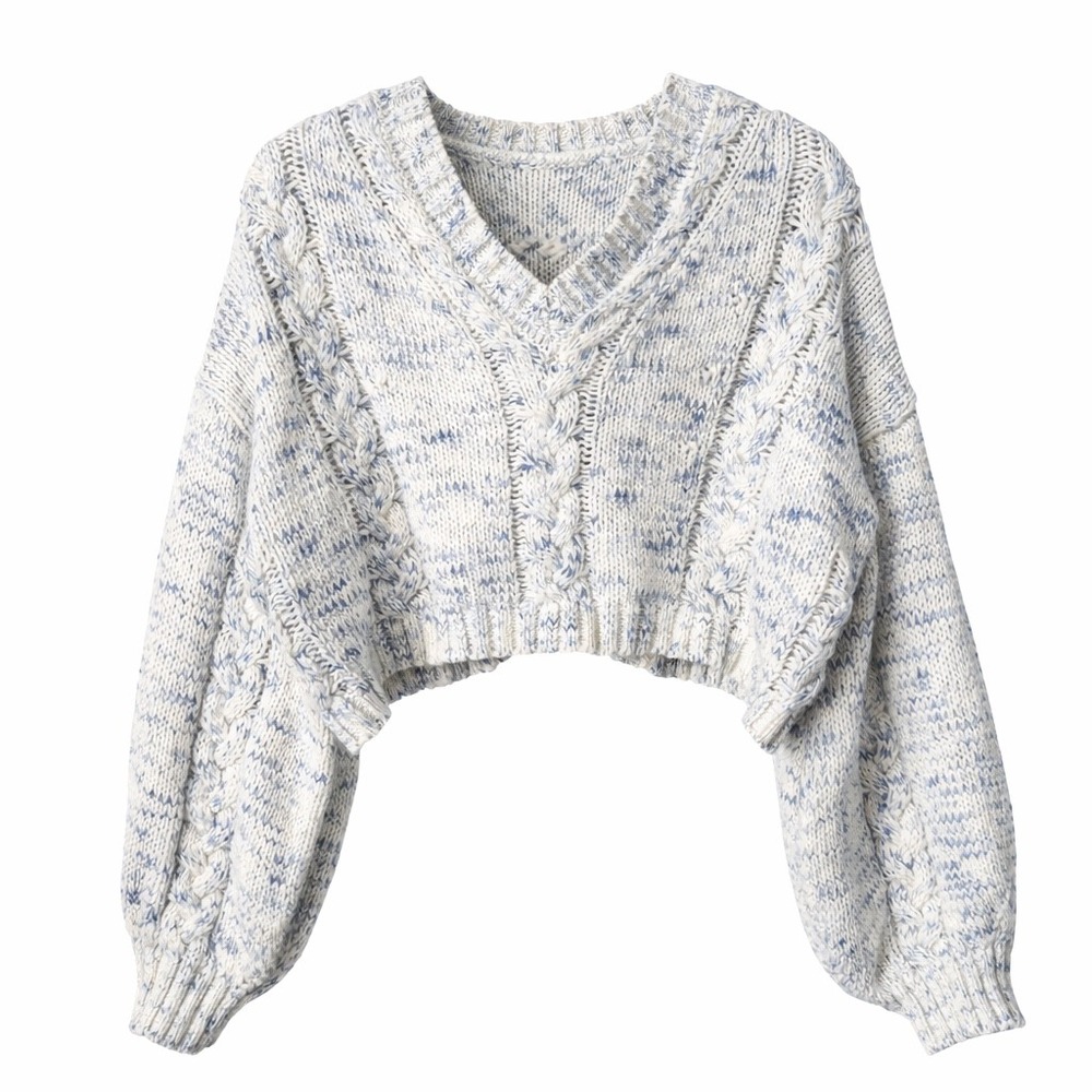 Altar'd State Cable Knit Cropped Sweater | V-Neck | Tie Front |‎ Size M